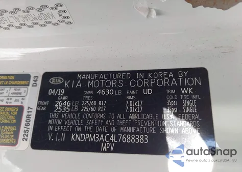 2020 Kia Sportage Lx from USA, damaged, VIN KNDPM3AC4L7688383